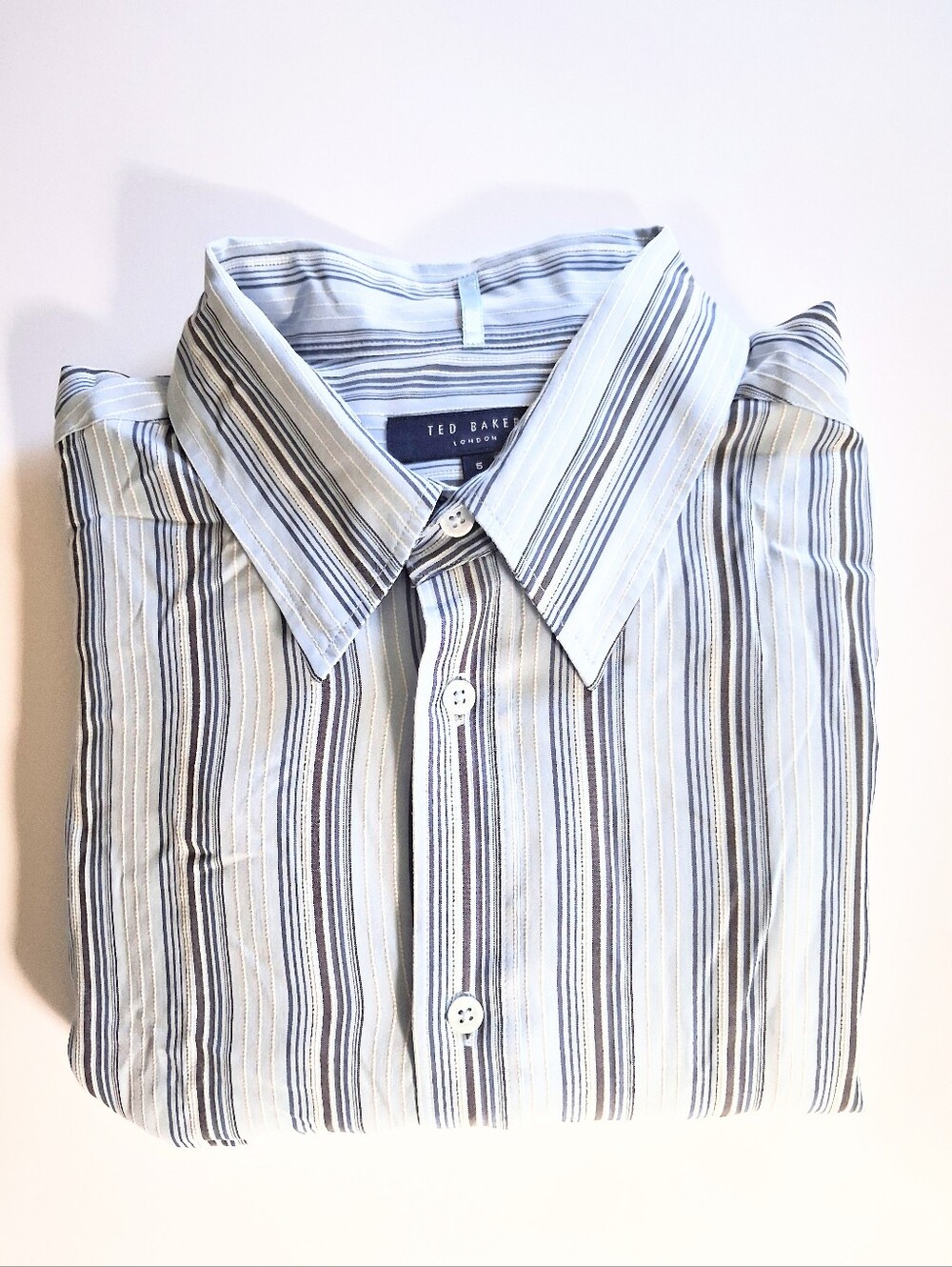 Ted Baker Men's Button Down Longsleeve Shirt Blue Vertical Stripe Size 5 US XL